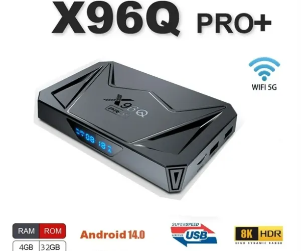    Android 14 X96Q PRO Allwinner H728 4GB Ram 32GB Rom BT5 3D Wifi 6  2.4G/5G Octa-Core 8K